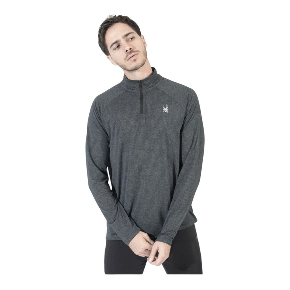 Spyder Active Men's Moisture Wicking 4-Way Stretch 1/4 Zip Pullover Gray Size L - Picture 2 of 9